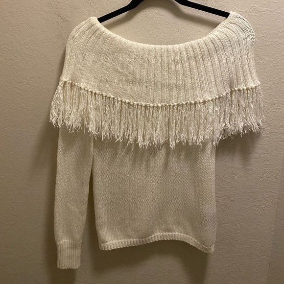 House of Harlow 1960 X Revolve Ivory Fringe Trim Jazzie Sweater Size XS - Picture 3 of 11